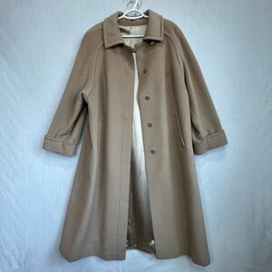 Modell Women's Merino Wool Camel Hair Mohair Long Tan Dress Trench Coat Sz 46